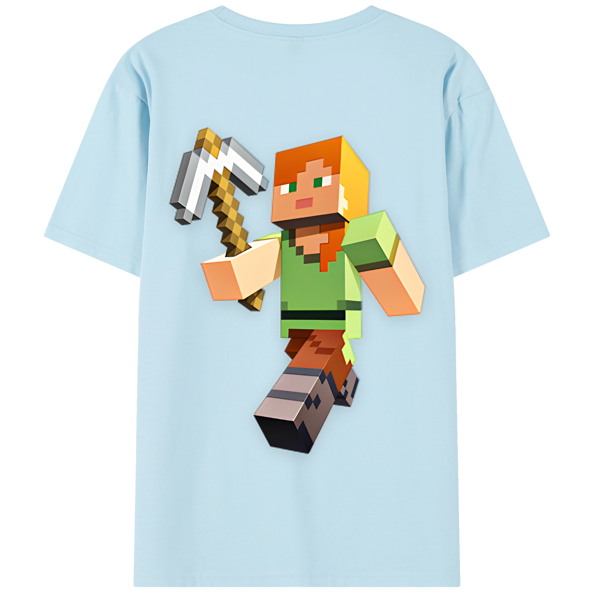 （画像用） マインクラフト ブロックの世界 Minecraft MC Block world 綿100％半袖Tシャツ（背面プリント）